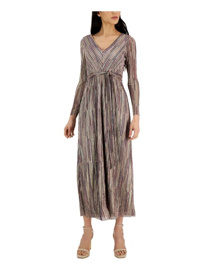Anne Klein Womens Metallic Long Maxi Dress In Multi