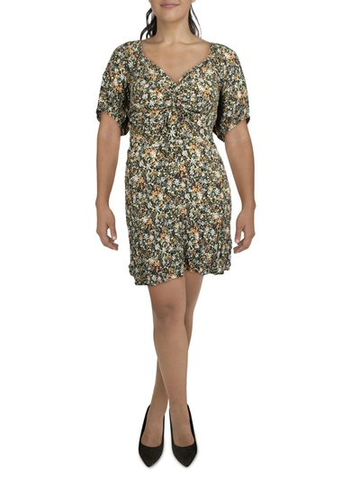 Cotton On Plus Womens Floral Knee Shift Dress In Black