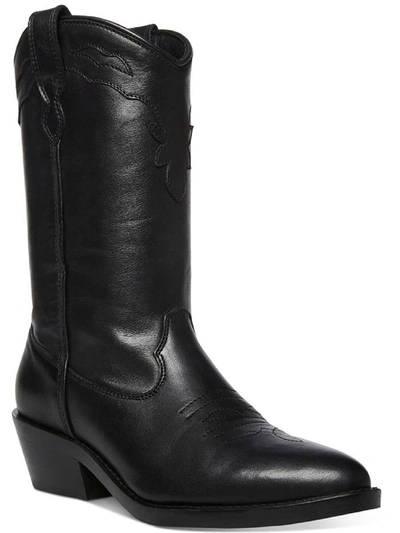 Steve Madden Laredo Womens Embroidered Mid-calf Cowboy, Western Boots In Black