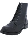 AQUA COLLEGE TEAGEN WOMENS LEATHER ROUND TOE COMBAT & LACE-UP BOOTS