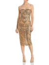 Bronx And Banco Giselle Strapless Sequin Midi Dress In Gold