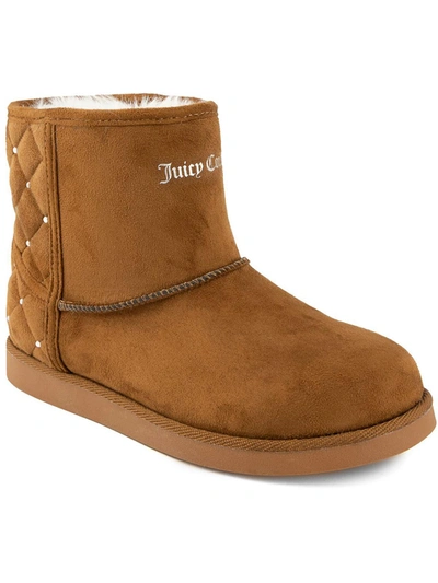 JUICY COUTURE KAVE WOMENS FAUX SUEDE SLIP ON WINTER & SNOW BOOTS