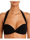 Norma Kamali Bill Ruched Halterneck Bikini Top In Black