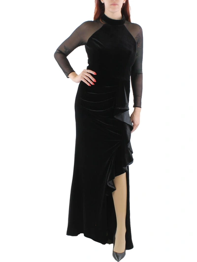 Betsy & Adam Womens Velvet Maxi Evening Dress In Black