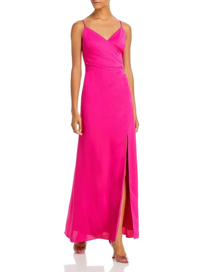 Aqua Womens Tie Back Split Hem Maxi Dress In Pink