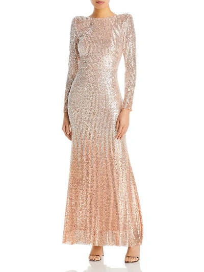 Eliza J Womens Mesh Sequined Evening Dress In White