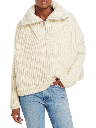 Rag & Bone Hannah Cropped Ribbed-knit Half-zip Sweater In White