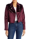 BAGATELLE WOMENS VELVET CROPPED MOTORCYCLE JACKET