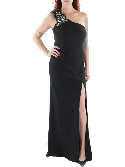 Ieena For Mac Duggal Womens Sequined Long Evening Dress In Black