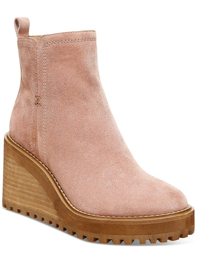 Zodiac Julie Womens Lugged Sole Mid-calf Wedge Boots In Pink