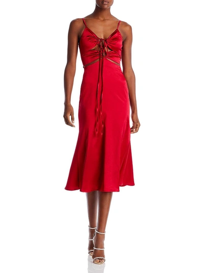Yaura Keji Womens Halter Midi Evening Dress In Red
