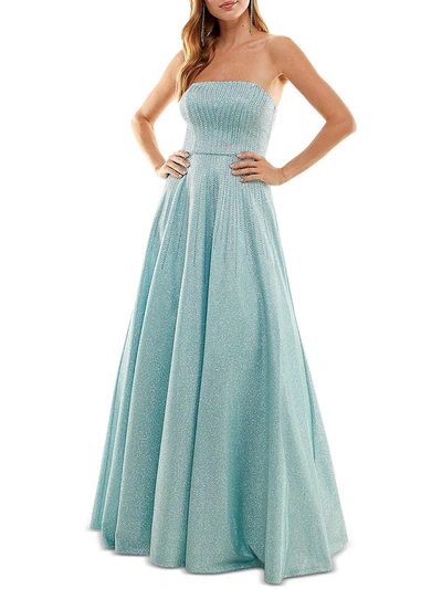 TLC SAY YES TO THE PROM JUNIORS WOMENS RHINESTONE LACE UP EVENING DRESS