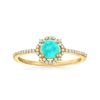 CANARIA FINE JEWELRY CANARIA TURQUOISE HALO RING WITH DIAMONDS IN 10KT YELLOW GOLD