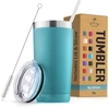 ZULAY KITCHEN DOUBLE WALLED INSULATED TRAVEL MUG FOR HOT AND COLD DRINKS WITH LID AND STRAW