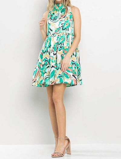 Tcec Spring Mini Dress In Patterned In Green