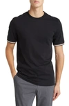Hugo Boss Stripe-trim Cotton T-shirt In Black