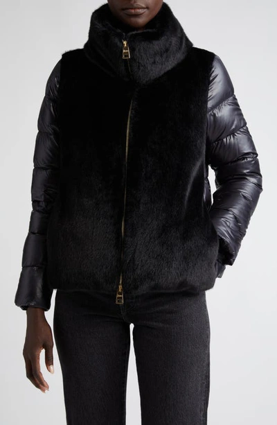 Herno Faux Fur-inserts Ultralight Padded Jacket Clothing In Black