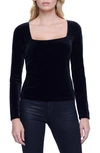 L'agence Kinley Long-sleeve Square Neck Top In Black