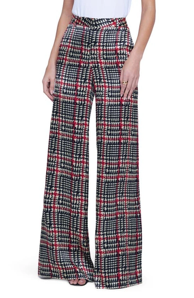 L Agence Gavin Pant In Ivory/black/red Glen Plaid