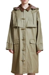 PROFOUND FOUND HOODED WATER RESISTANT WAXED COTTON BLEND COAT