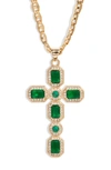 VIDAKUSH ORNATE CUBIC ZIRCONIA CROSS PENDANT NECKLACE