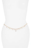 Vidakush Imitation Pearl & Crystal Charm Belly Chain In Gold