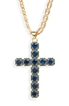 Vidakush Fantasy Cubic Zirconia Cross Pendant Necklace In Blue