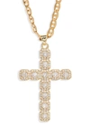 Vidakush Large Cubic Zirconia Cross Pendant Necklace In Gold