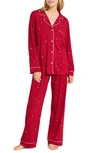 Eberjey Gisele Dot Printed Long Pajama Set In Apres Ski Haute Red/ Ivory