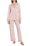 Eberjey Gisele Print Jersey Knit Pajamas In Stripe Haute Red Haute Red