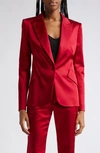 L Agence Chamberlain Colorblock Satin Blazer In Dark Tango Red