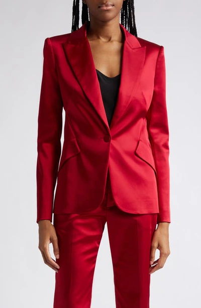 L Agence Chamberlain Colorblock Satin Blazer In Dark Tango Red
