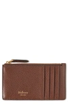 Mulberry Continental Zip Leather Card Holder In Oak