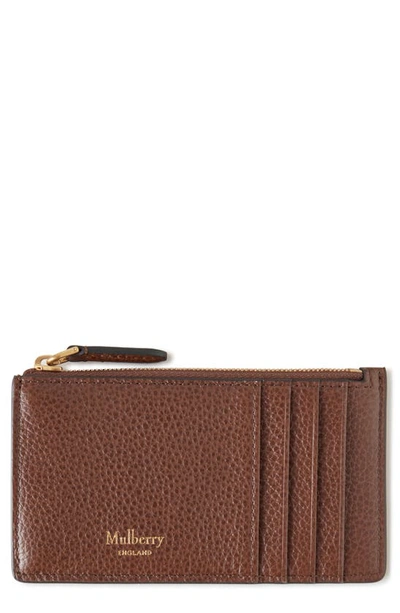 Mulberry Continental Zipped Long Card Holder Oak Two-tone Small Classic Grain In Brown