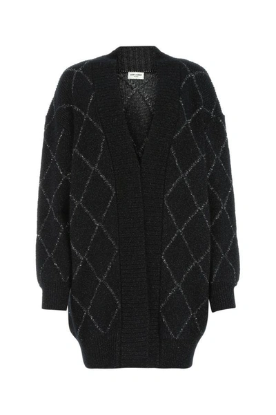 SAINT LAURENT SAINT LAURENT WOMAN EMBROIDERED MOHAIR BLEND OVERSIZE CARDIGAN