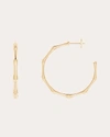 Natori Women's Indochine Bamboo 14k Gold Diamond Medium Hoop Earrings In Gold