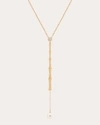 NATORI WOMEN'S DIAMOND & PEARL BAMBOO LARIAT NECKLACE