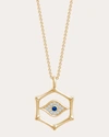 Natori Women's Bamboo 14k Gold Sapphire And Diamond Evil Eye Pendant Necklace In Gold