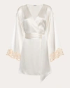La Perla Silk Short Robe With Lurex Frastaglio In White