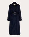 Caalo Sustainable Down Filled Satin Trench In Blue
