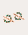 Jolly Bijou 14k Rose Gold Sundial Indicolite Tourmaline Stud Earrings In Blue