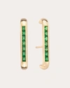 Jolly Bijou 14k Gold Barre Tsavorite Earlobe Wrap Earrings In Green