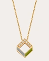 Jolly Bijou Women's Chevron 14k Gold Enamel And Diamond Pendant Necklace In Green