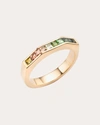 Jolly Bijou Women's Otto 14k Gold Rainbow Tourmaline Ring In Green