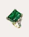 Anabela Chan 18k Yellow Gold Plated Sterling Silver English Garden Simulated Emerald & Simulated Diamond Cinderel In Green