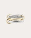 Spinelli Kilcollin Women's Nimbus 18k Gold Sterling Silver And Diamond Linked Rings In Silver