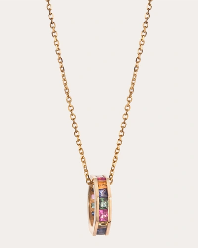 JOLLY BIJOU WOMEN'S OTTO 14K GOLD RAINBOW SAPPHIRE PENDANT NECKLACE