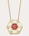 Jolly Bijou Women's Pod 14k Gold Enamel Garnet And Diamond Pendant Necklace In Gold