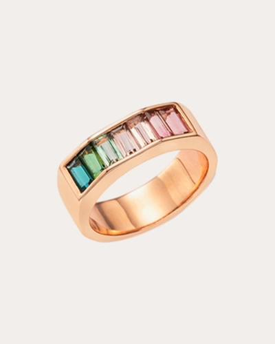 Jolly Bijou 14k Rose Gold Otto Rainbow Tourmaline Pinky Ring In Rg