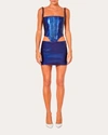 Laquan Smith Women's Patent-vinyl Mini Skirt In Blue
